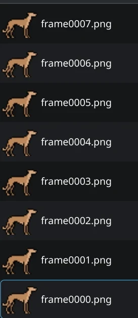 Exported frames saved as separate images