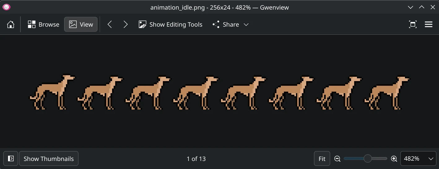 The resultting animation_idle.png file combining all frames into one single image.